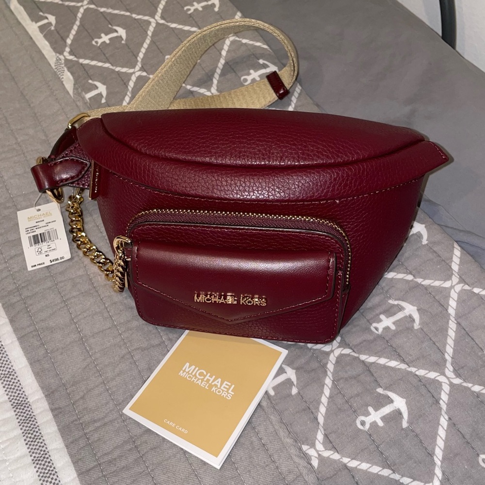 Michael Kors Maisie Small 2-in-1 Waistpack in Oxblood Leather